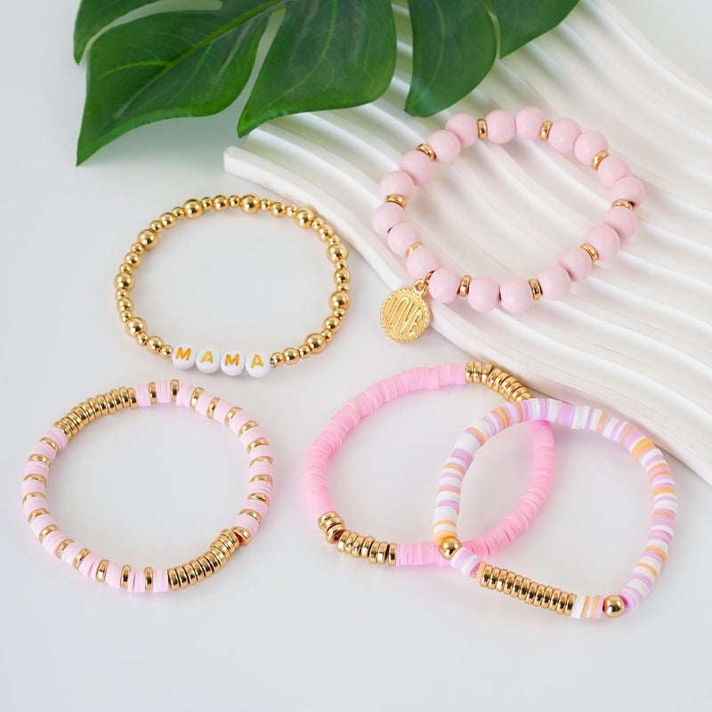 Aigrnc Boho Beaded Stretch Bracelets For Women Stackable Crystal Gold Plated Beaded Bracelets Set Trendy Handmade Friendship Braeclet Jewelry Gifts - Image 3
